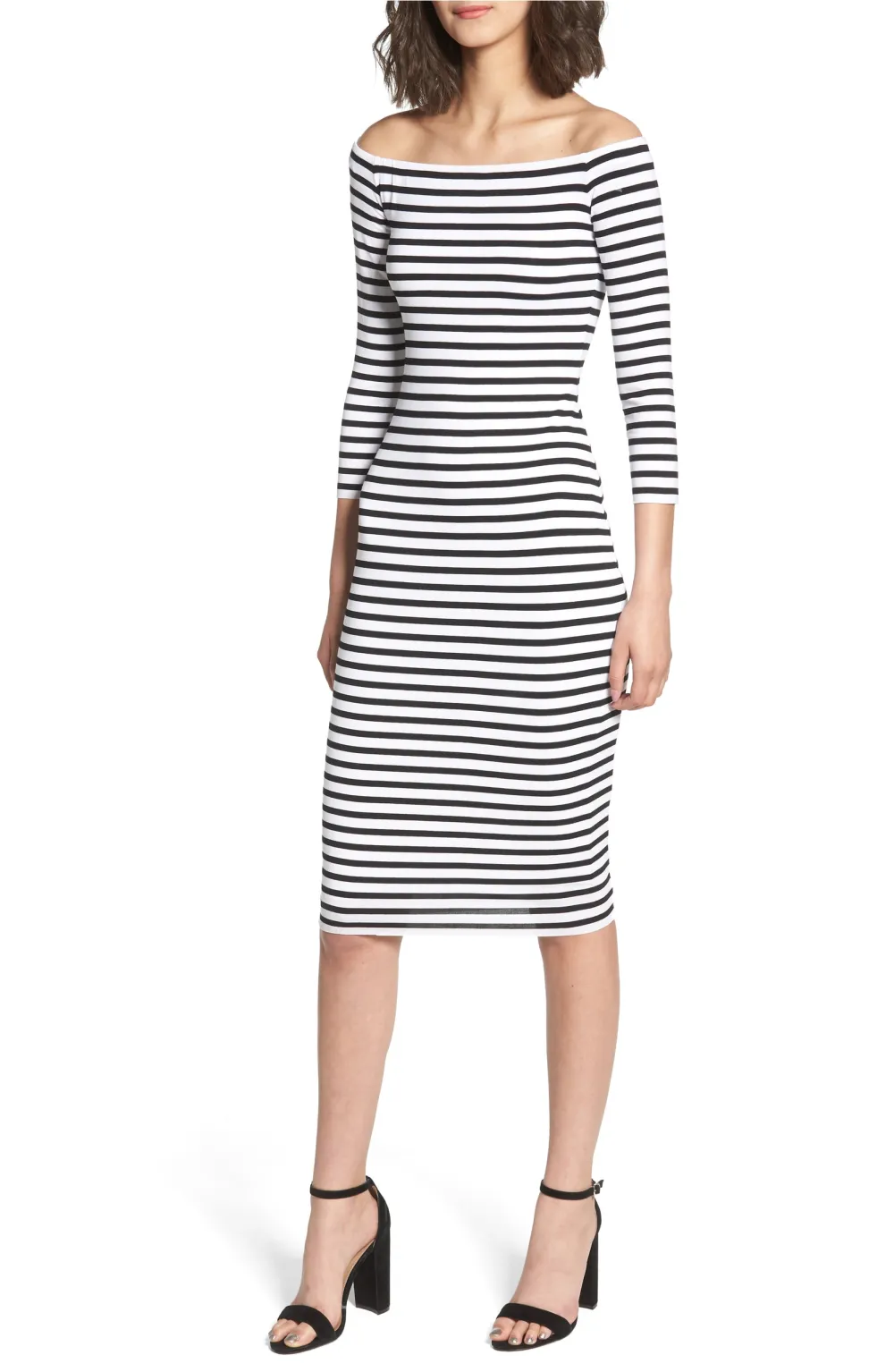 striped bodycon mididress
