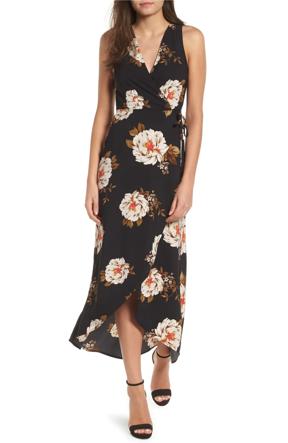 floral wrap maxi dress