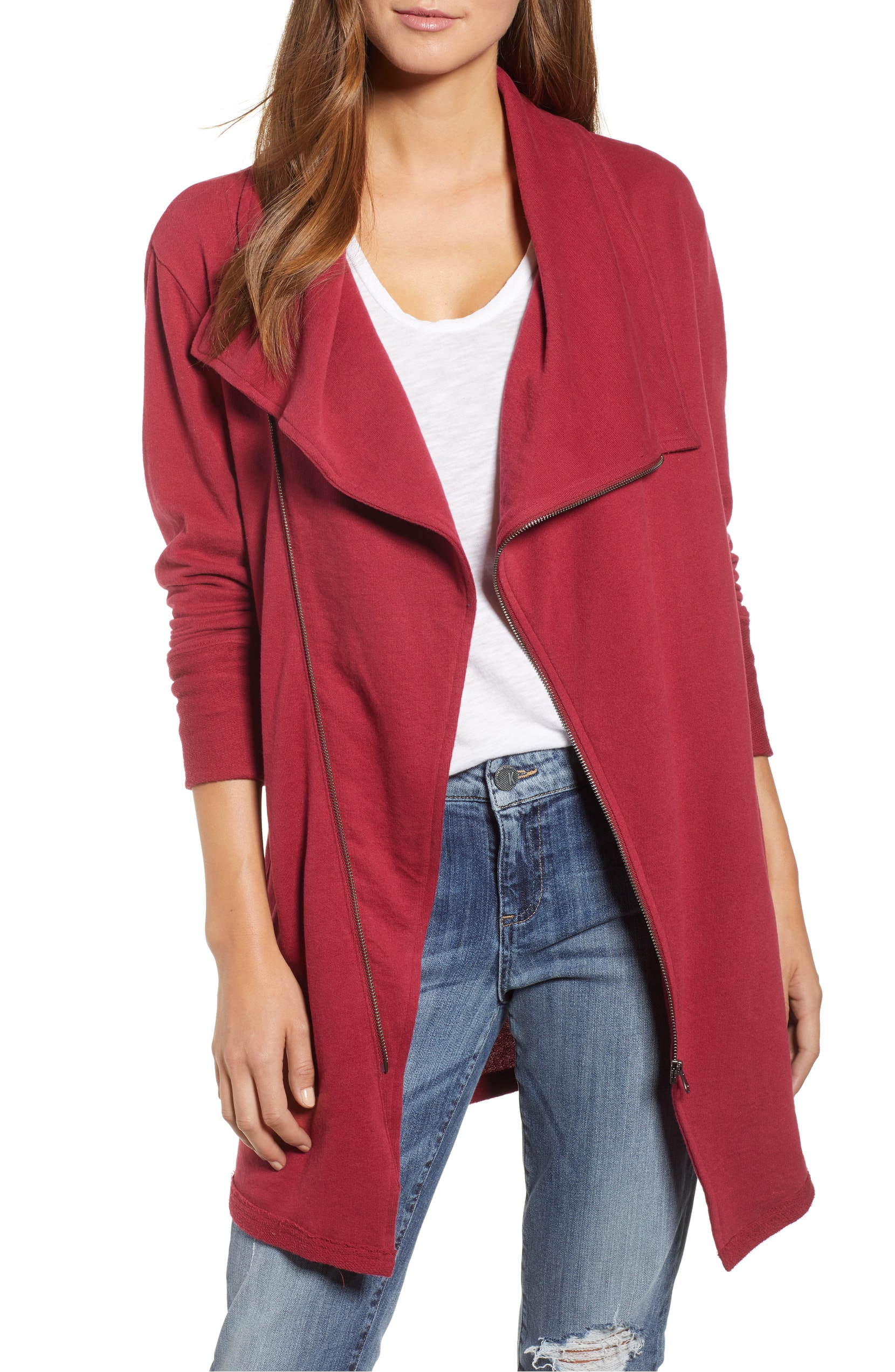 caslon asymmetrical drape jacket