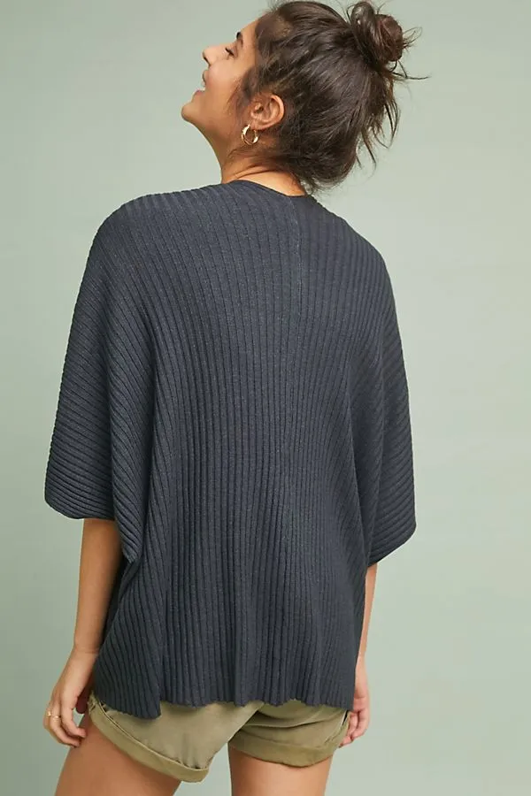 gray ribbed kimono