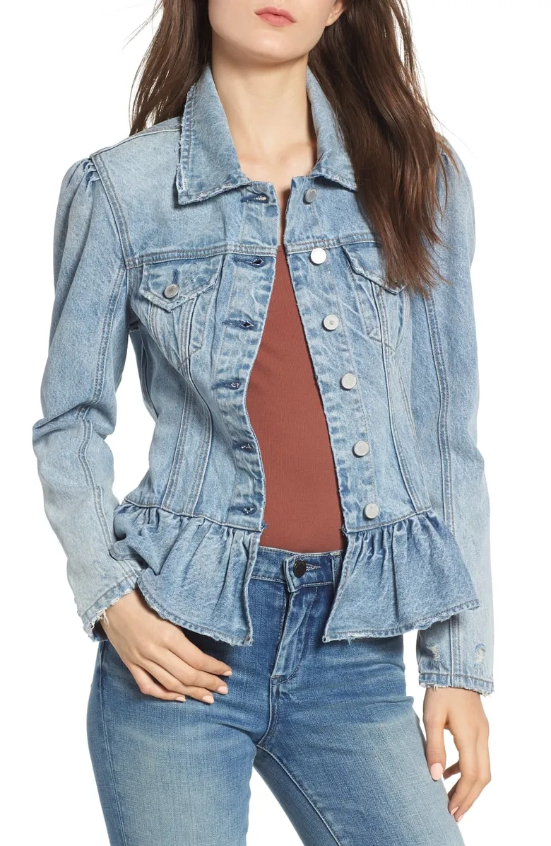 BlankNYC Situationship Denim Peplum Jacket