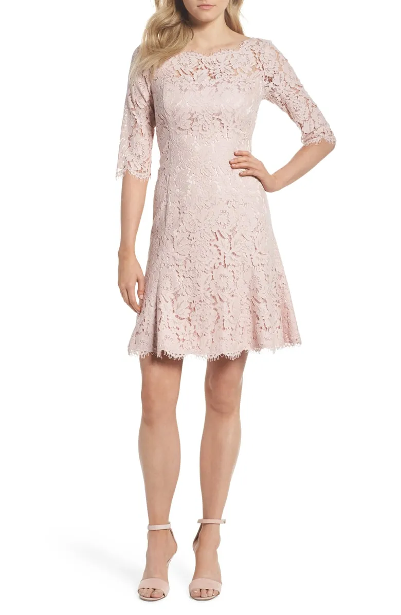 Eliza J Lace Fit & Flare Dress