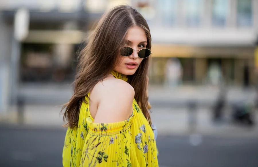 woman with yellow dress summer