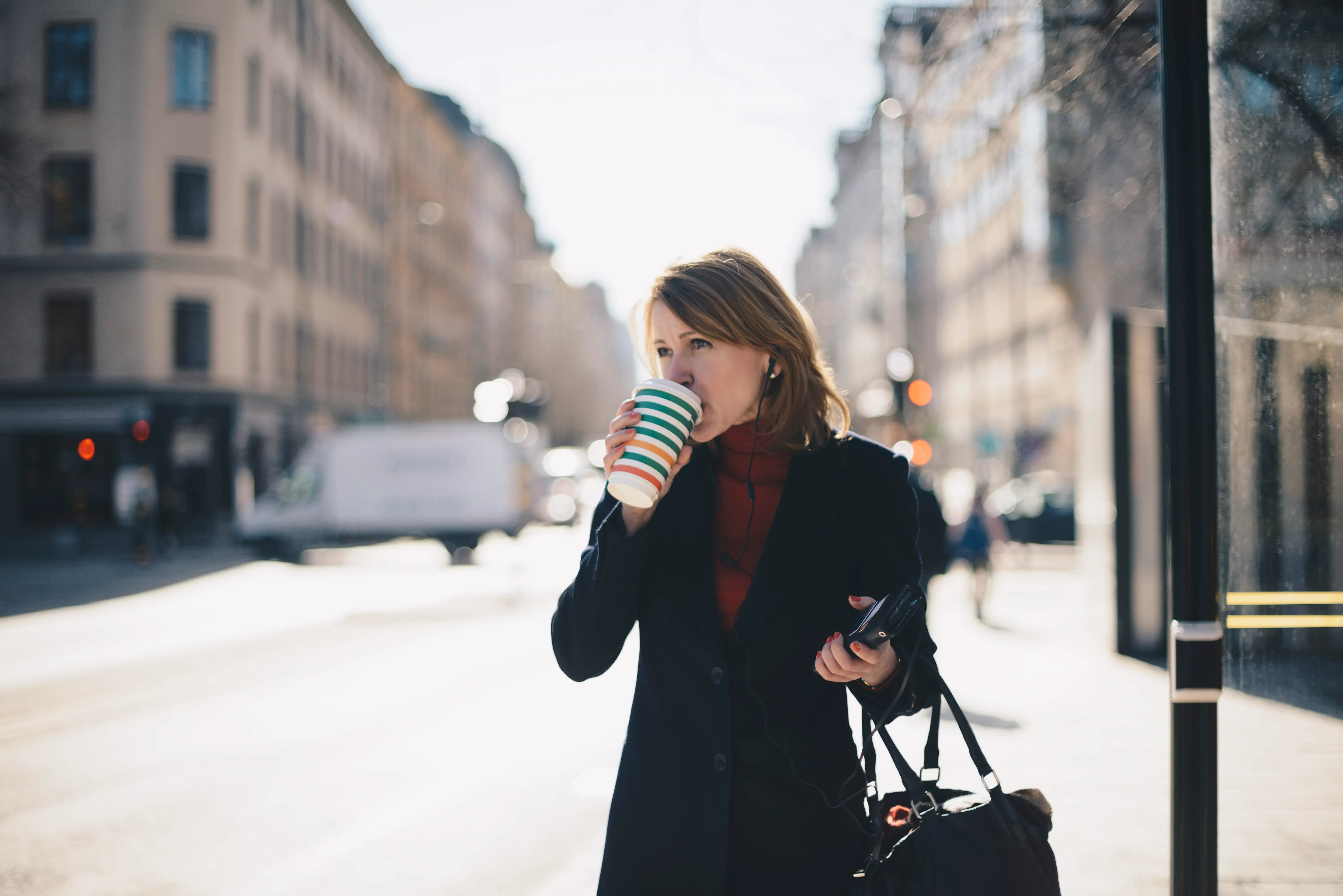 woman with black bag