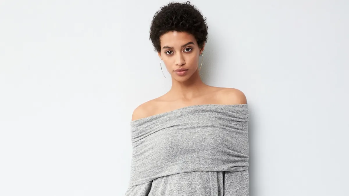 Gibson Cozy Convertible Neckline Tunic