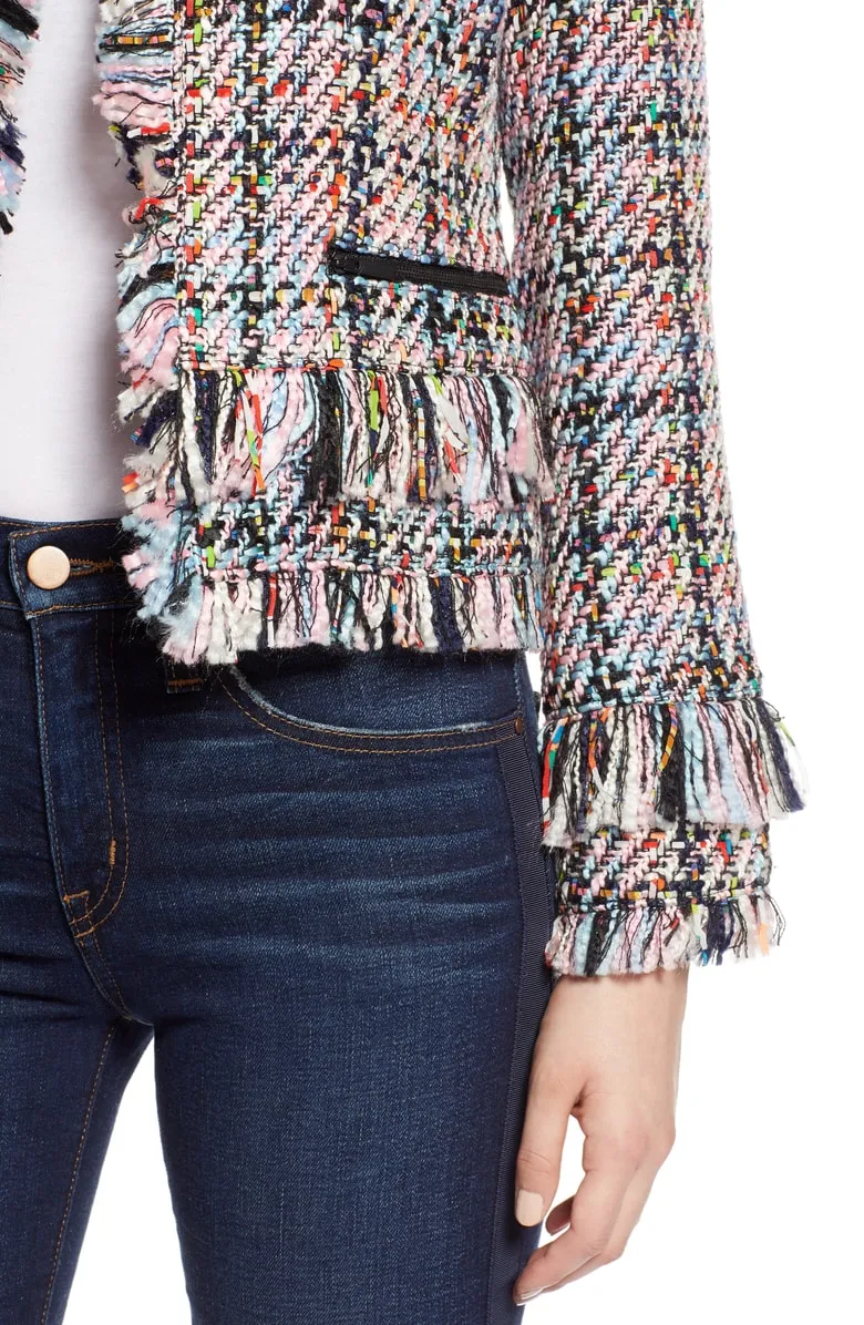 Halogen Raw Edge Tweed Jacket