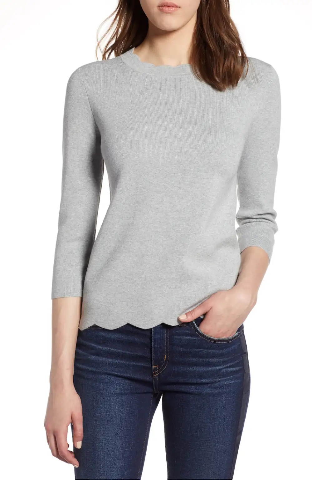 Halogen Scallop Edge Sweater