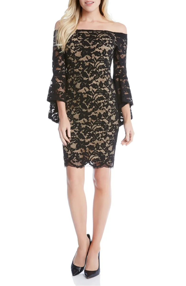 Karen Kane Samantha Lace Off the Shoulder Sheath Dress