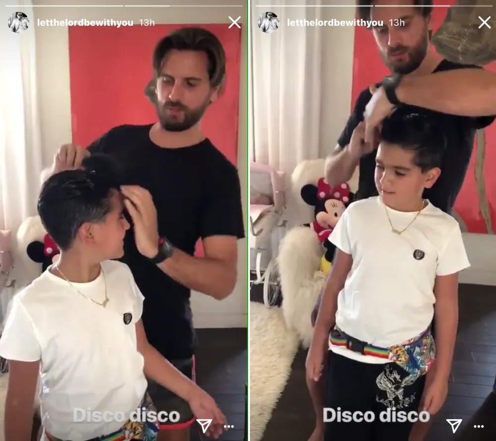 Scott-Disick-styling-Mason's-hair