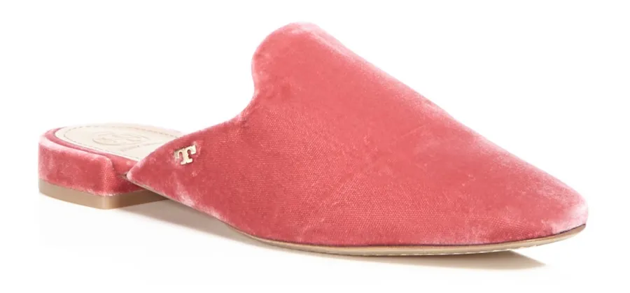 tory burch slides pink velvet