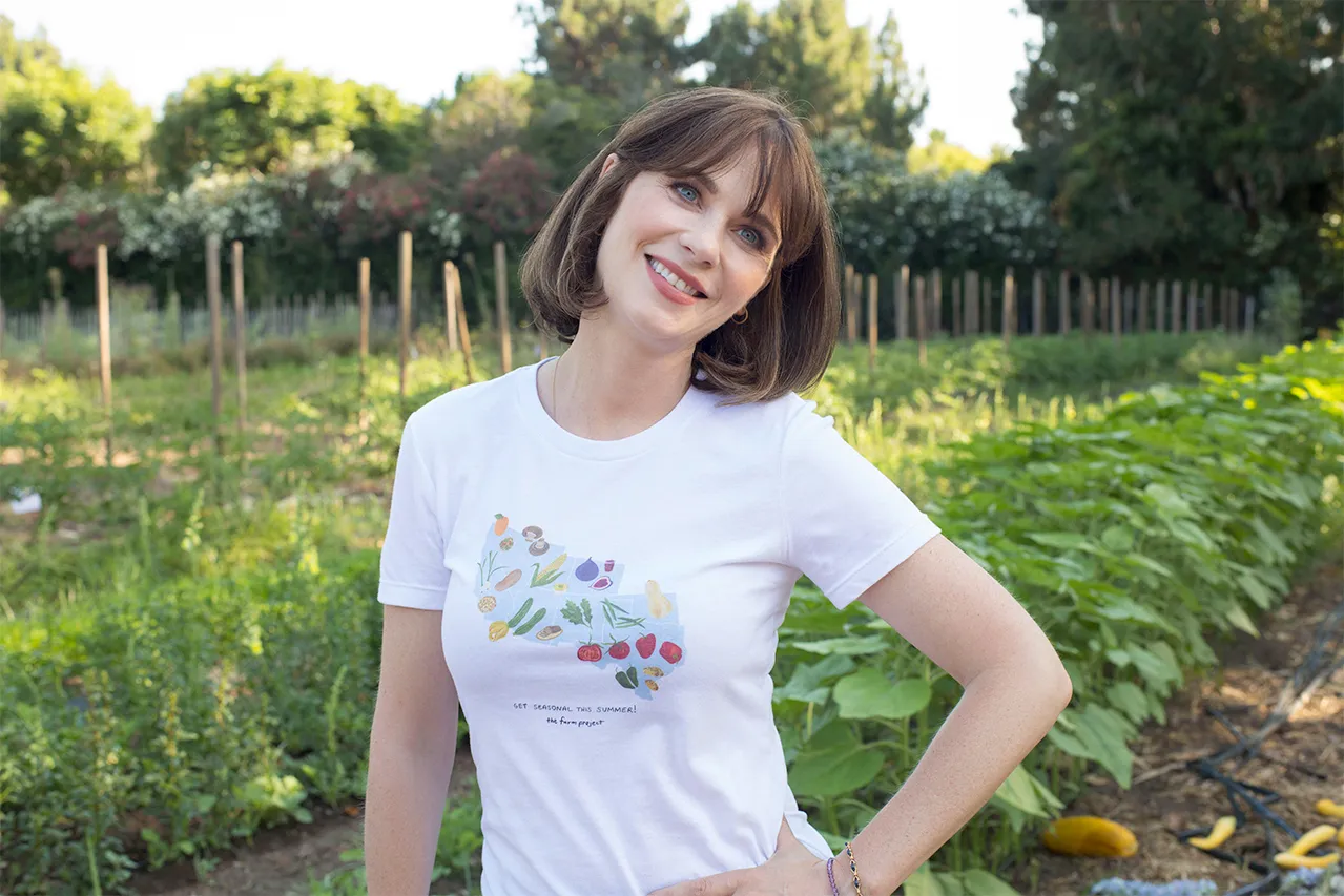 Deschanel (in Malibu on July 24) and her husband launched an ATTN series, Your Food's Roots, which explores food origins.