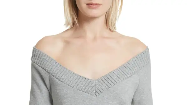 alexander wang sweater grey off shoulder