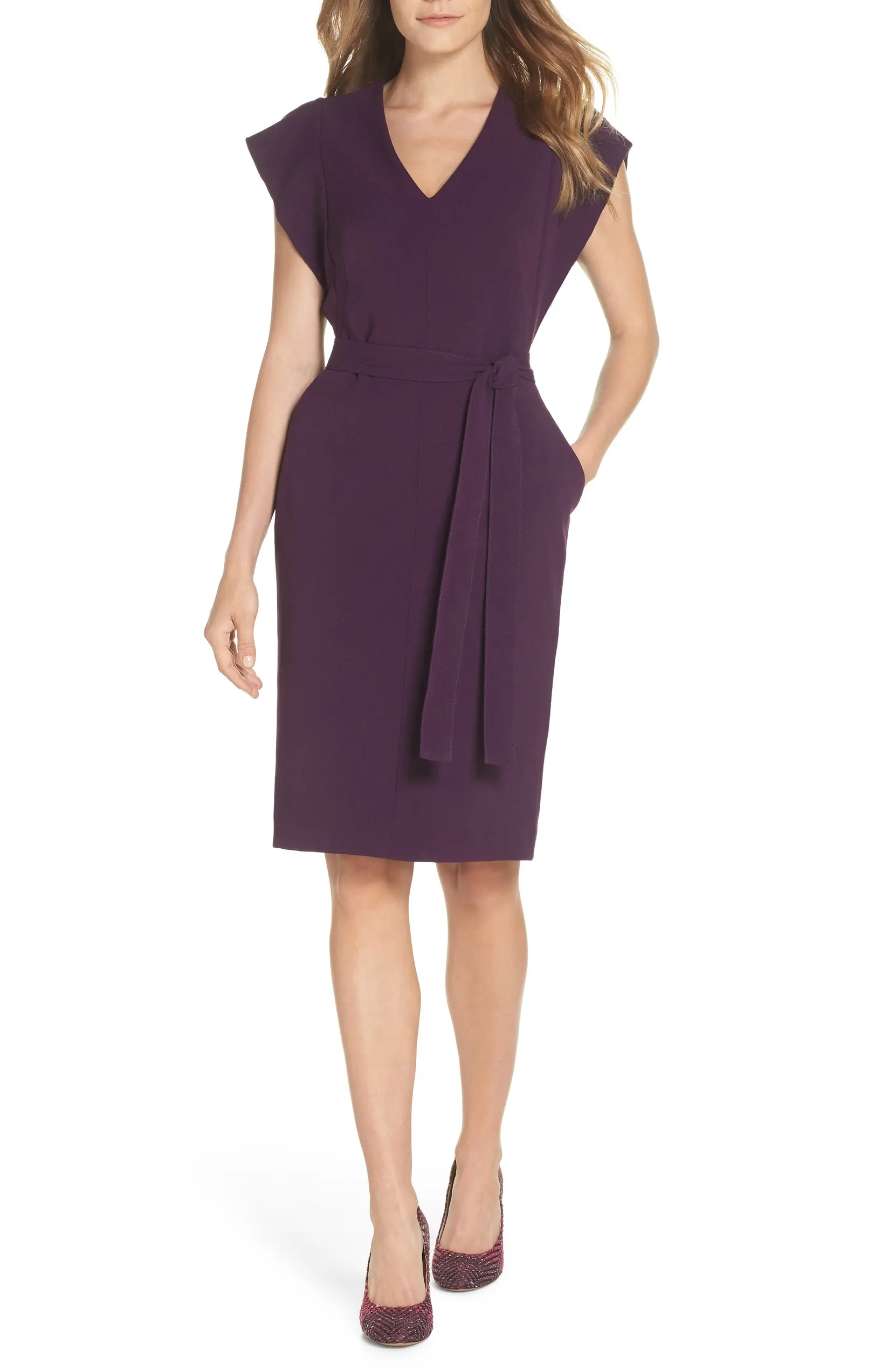 plum sheath dress eliza j