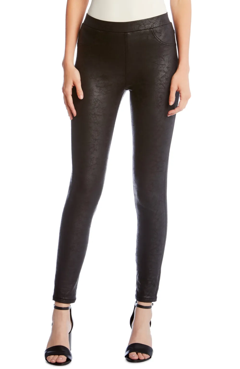 black faux leather pants