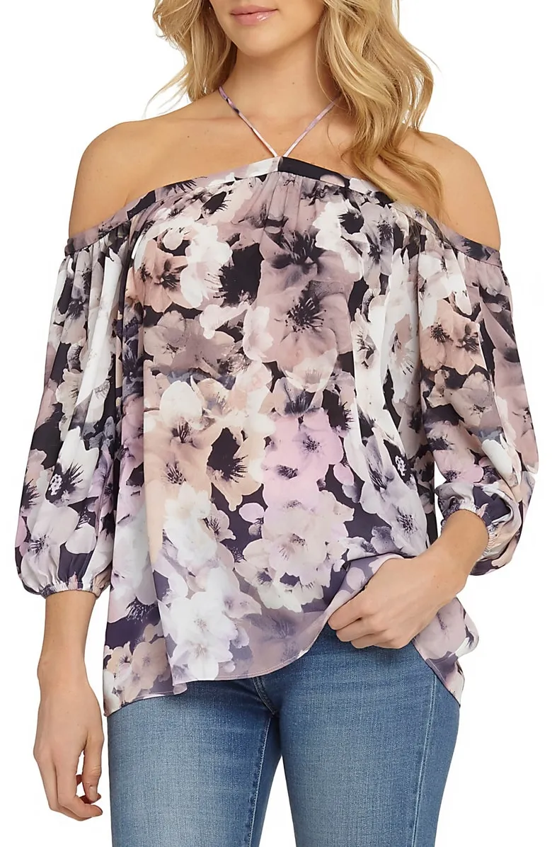 off shoulder chiffon top 