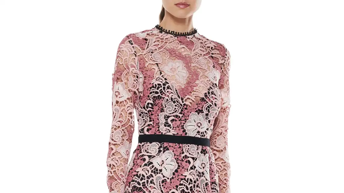 lace minidress pink and black