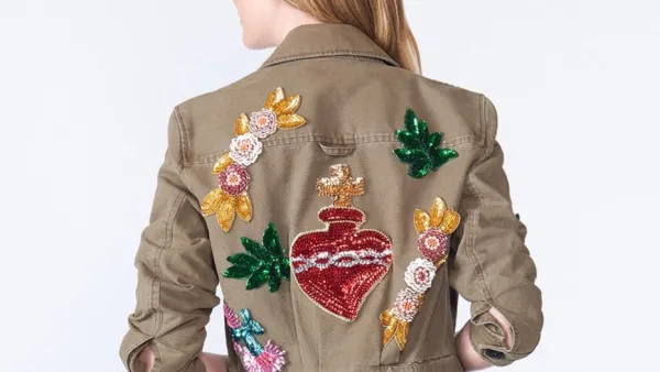veronica beard corduroy jacket with sequins along the back