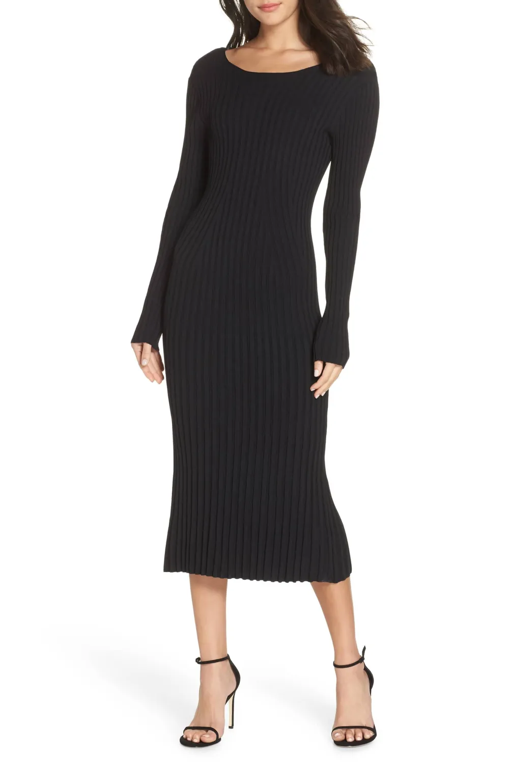 bardot ribbed low back dress