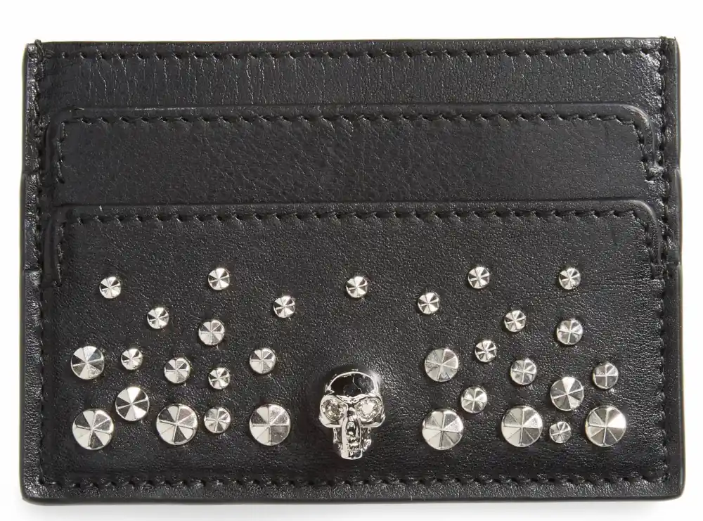 alexander mcqueen black leather card case
