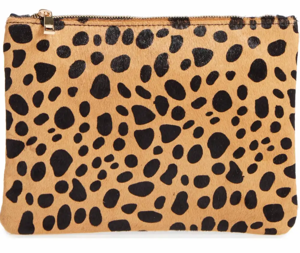 BP Leopard Print Genuine Calf Hair Pouch