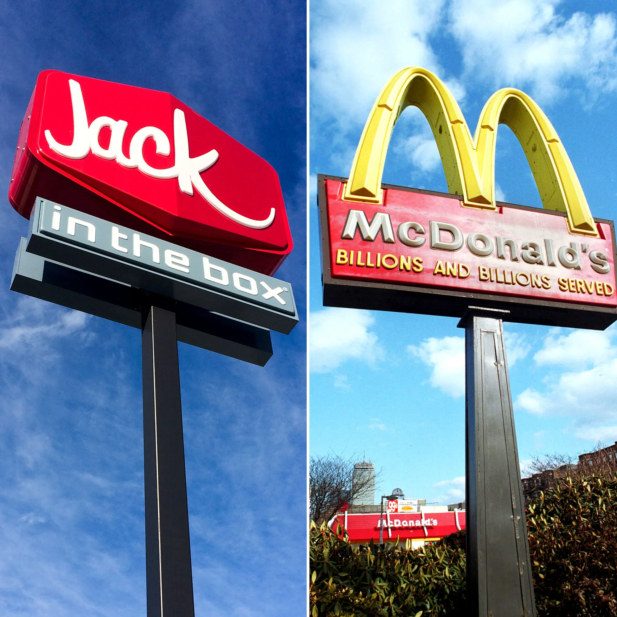 Jack in The Box sign and McDonald's sign