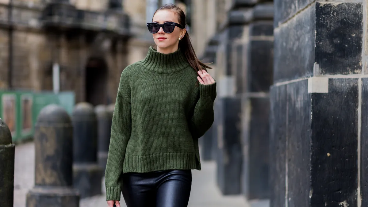 woman in leather leggings