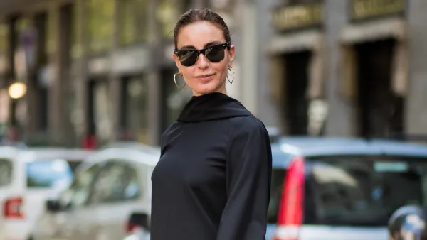 woman in black dress