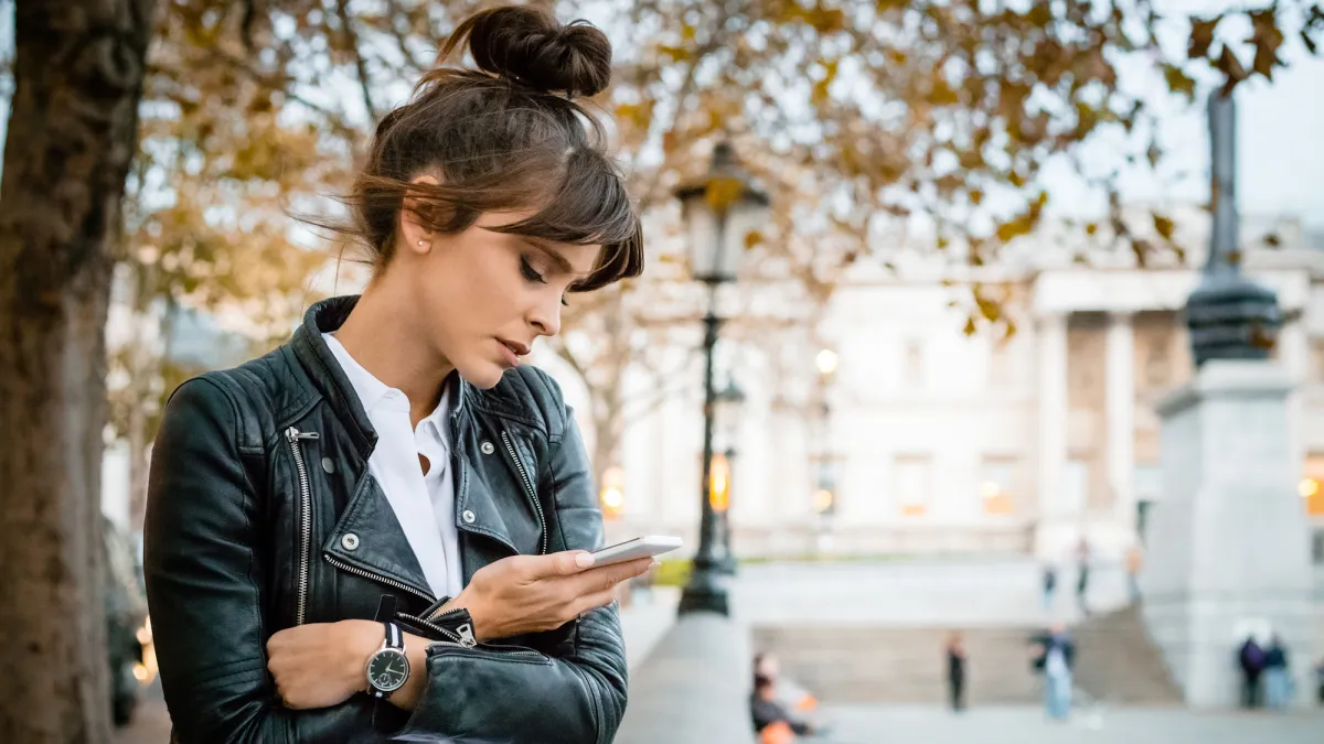Women wearing moto jacket