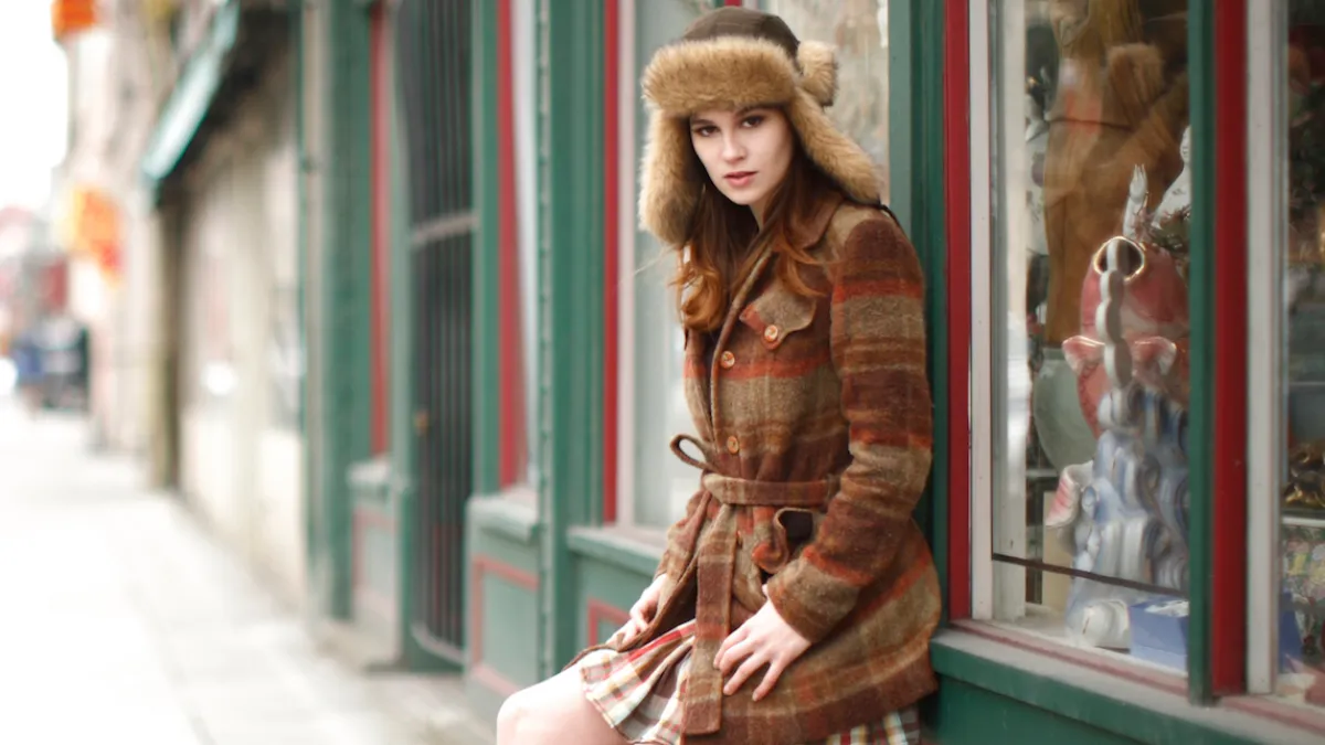 Stylish young woman in city