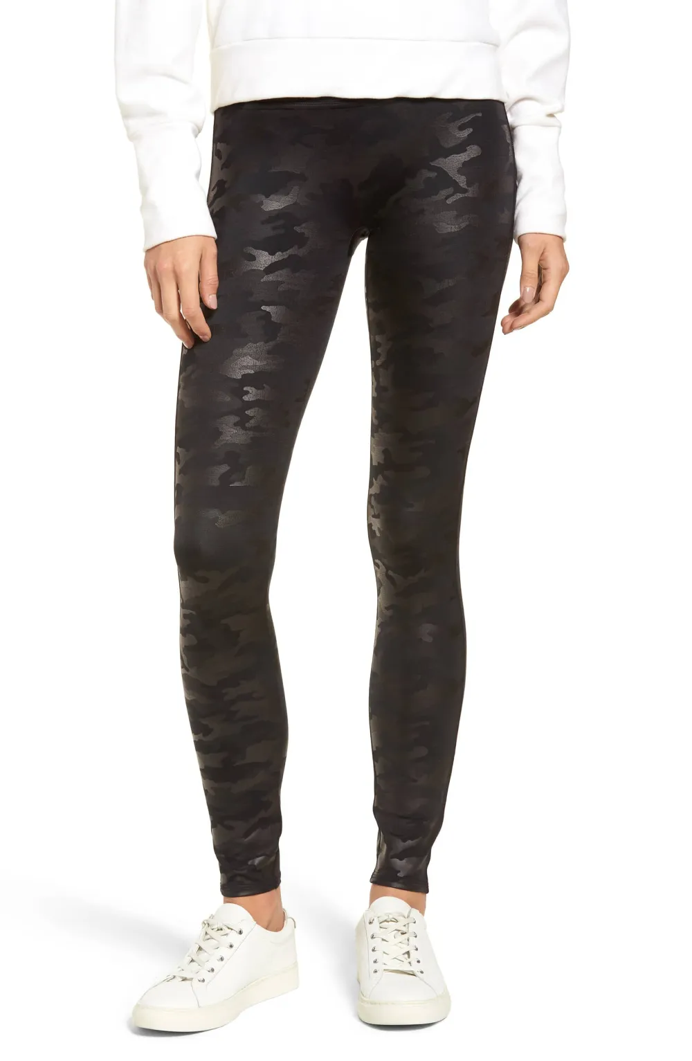 SPANX Camo Faux Leather Leggings