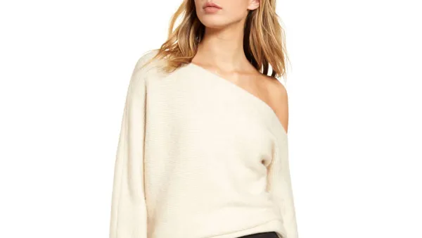 Treasure & Bond One-Shoulder Ribbed Sweater