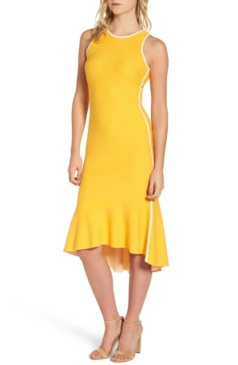 yellow athletic stripe dress