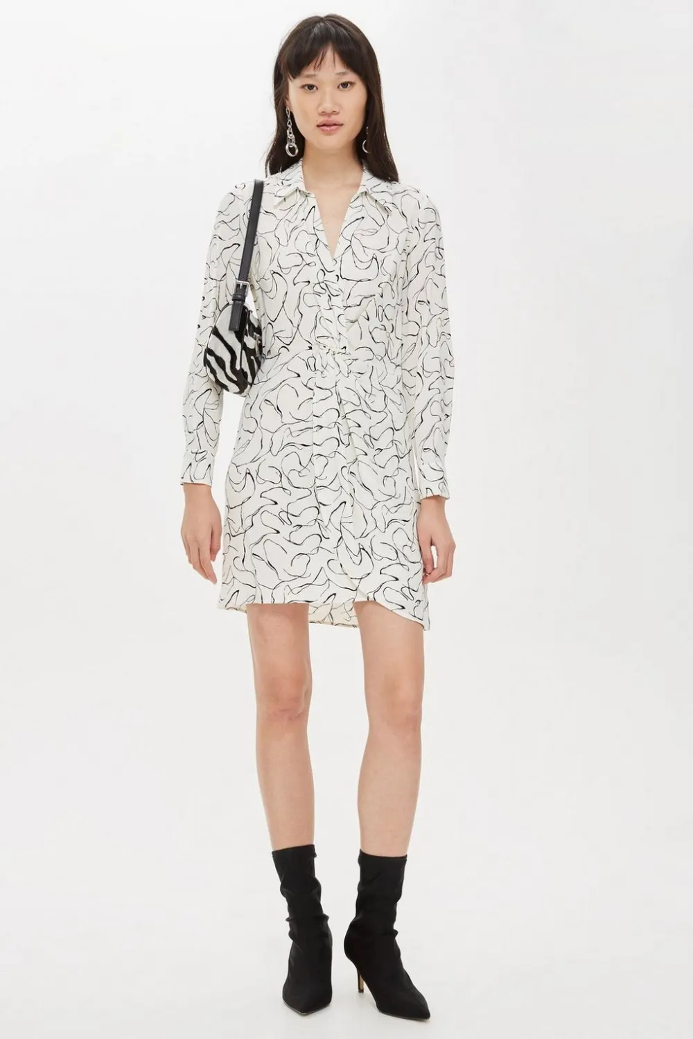 black and white twist front dress top shop