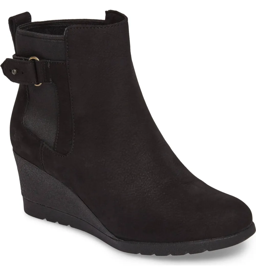 black wedge boot 