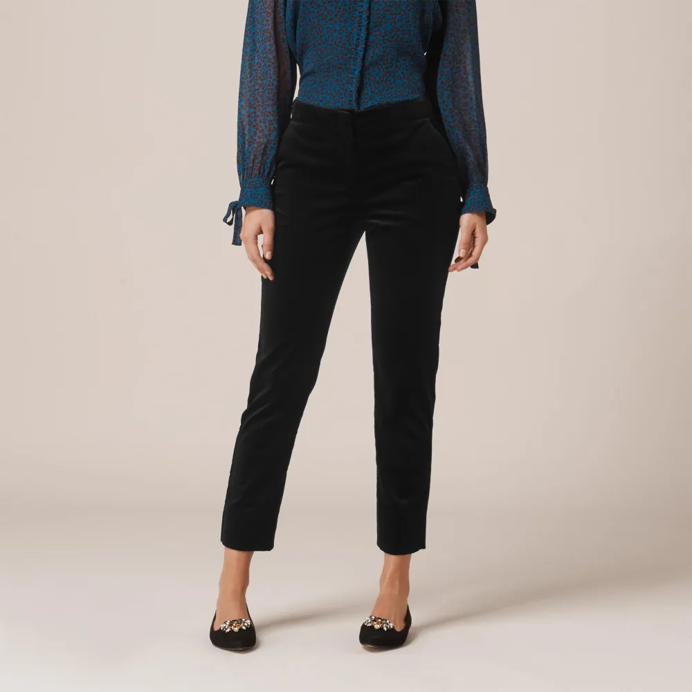 black velvet cropped pants