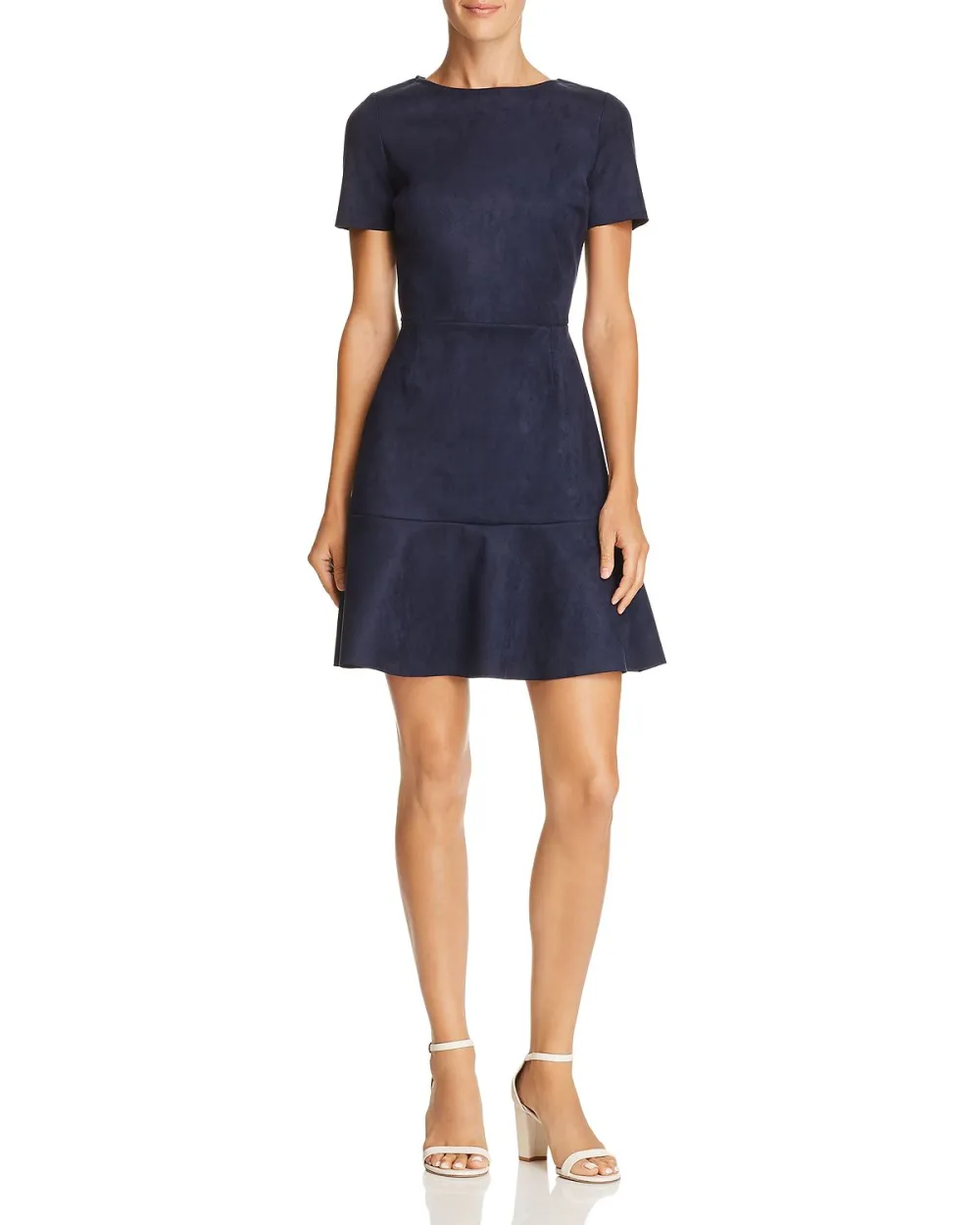 blue faux suede dress