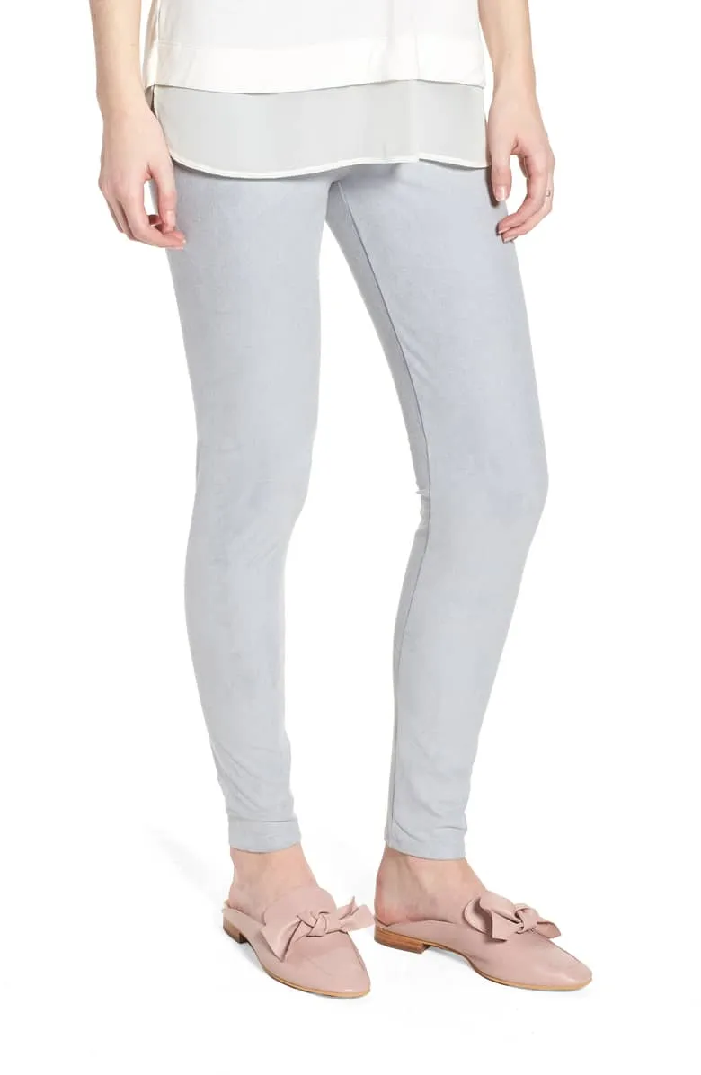 blue faux suede leggings