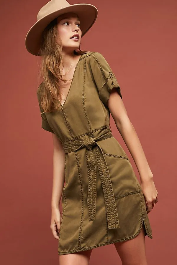 brown shirt dress