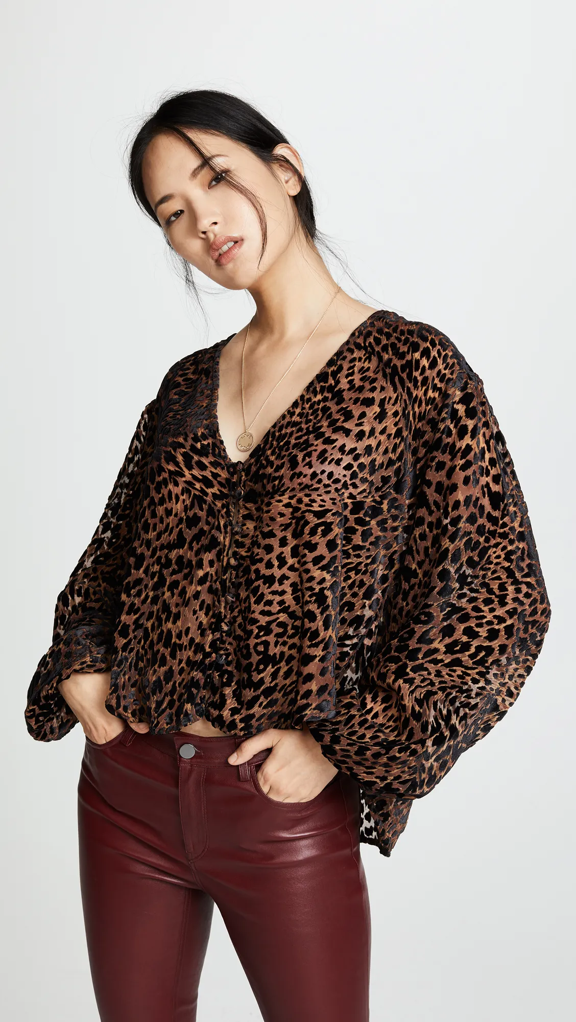 free people leopard blouse