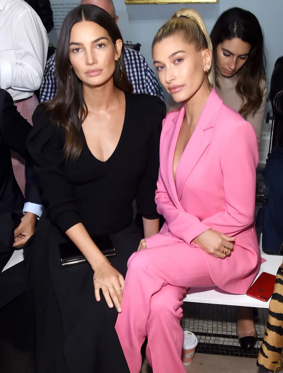 Lily Aldridge (L) and Hailey Baldwin