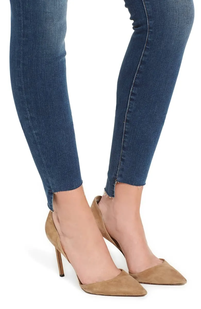 denim skinny jeans distressed hems