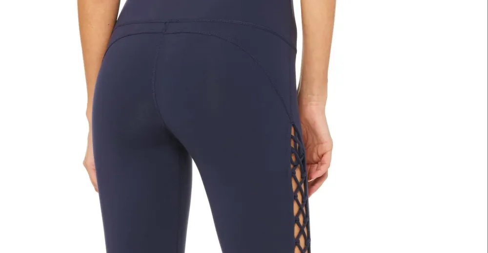 lace up detail alo yoga leggings nordstrom navy blue