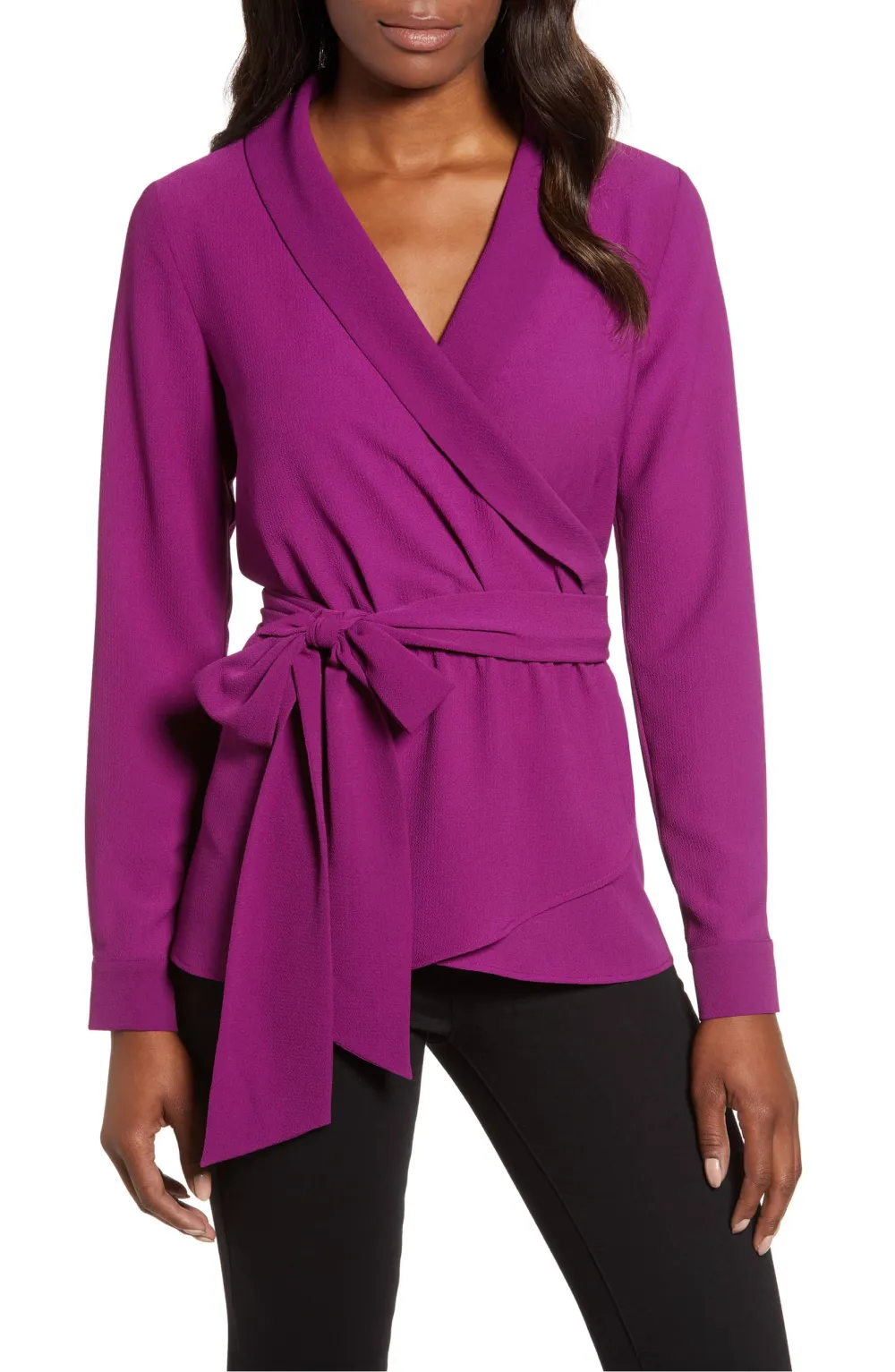 magenta wrap top