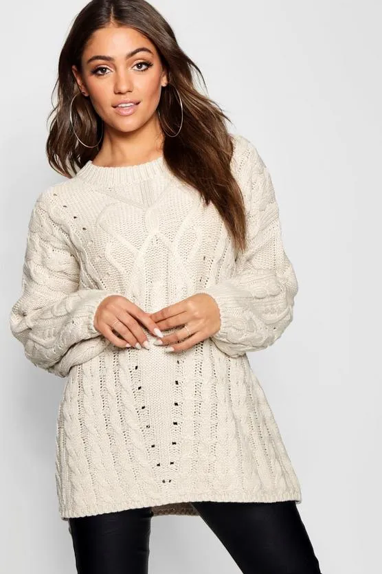 oversized cable knit sweater