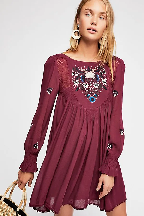 plum boho chic swingy dress