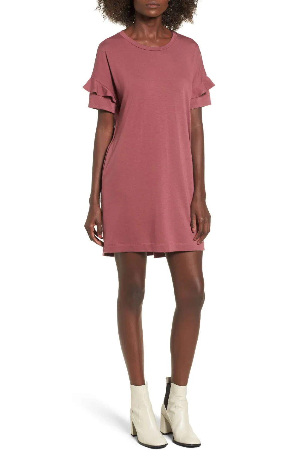 ruffle sleeve t shirt dress