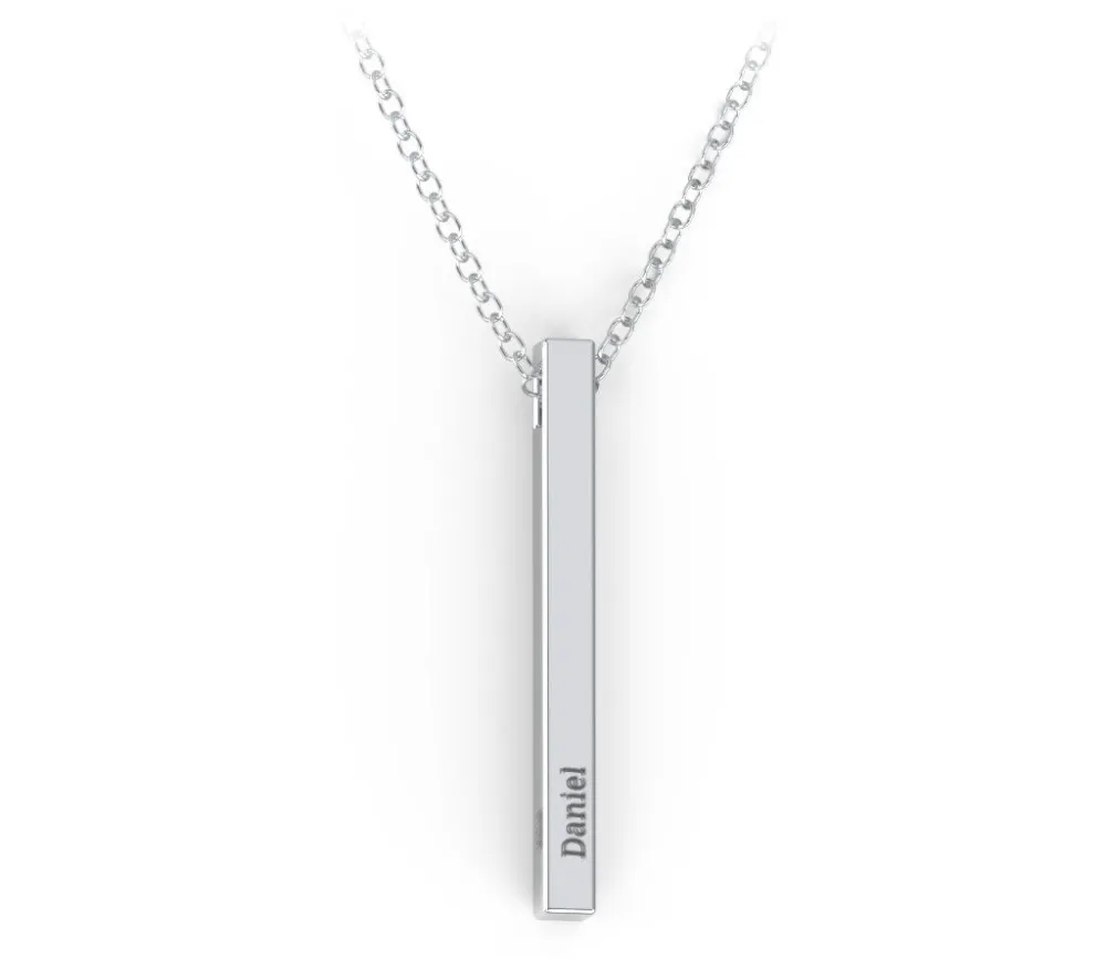 sterling vertical pendant necklace engraved
