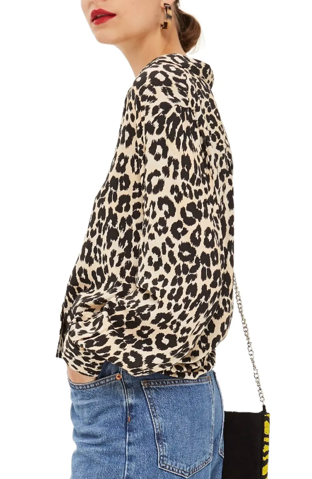 topshop animal print blouse cropped