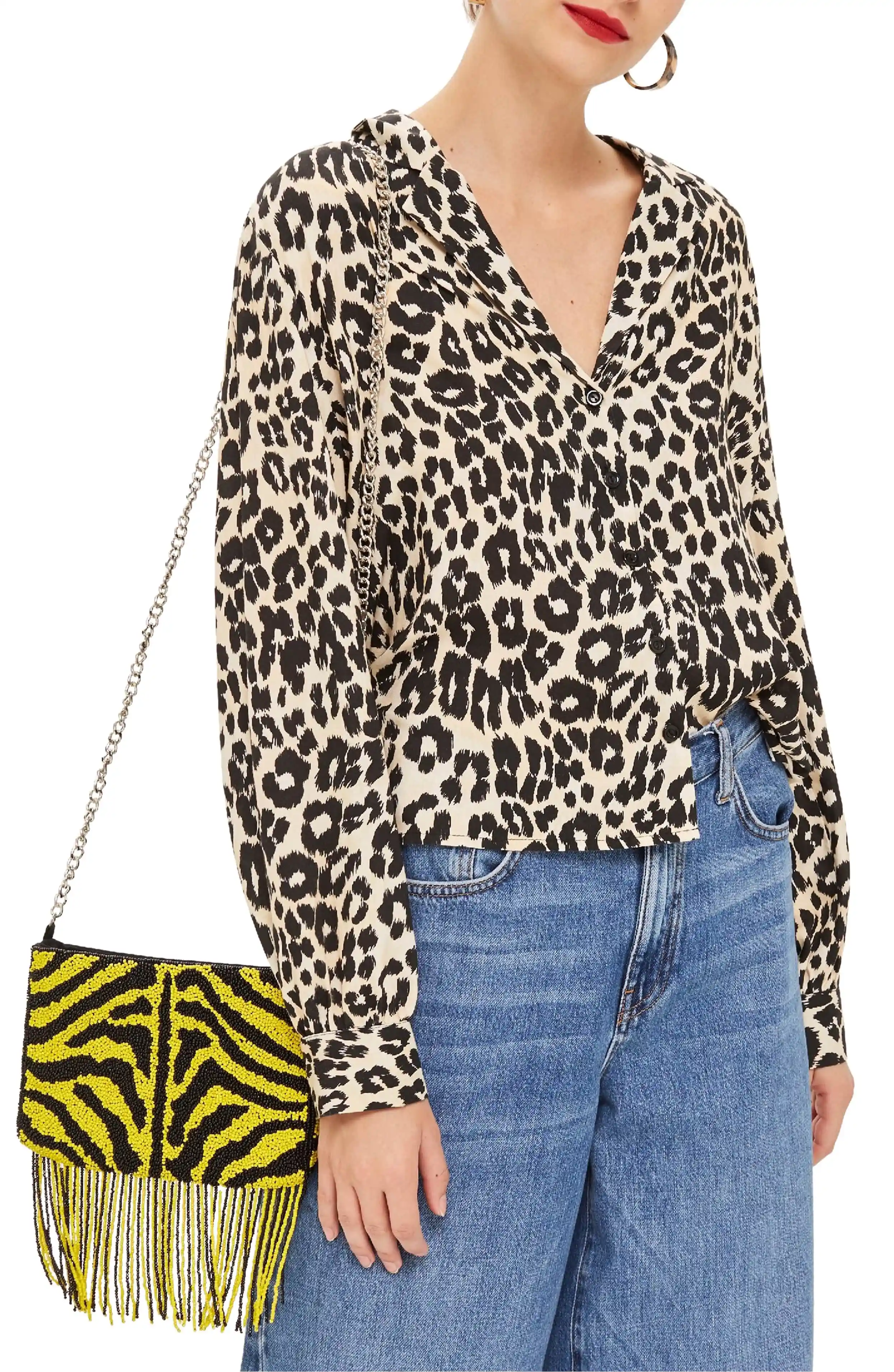 topshop leopard print blouse top