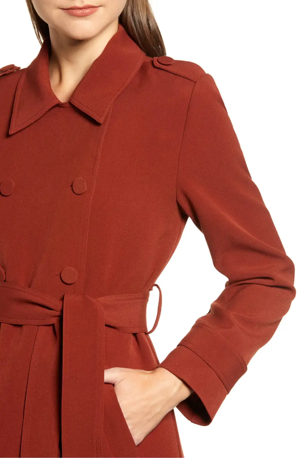 rust trench coat chriselle lim